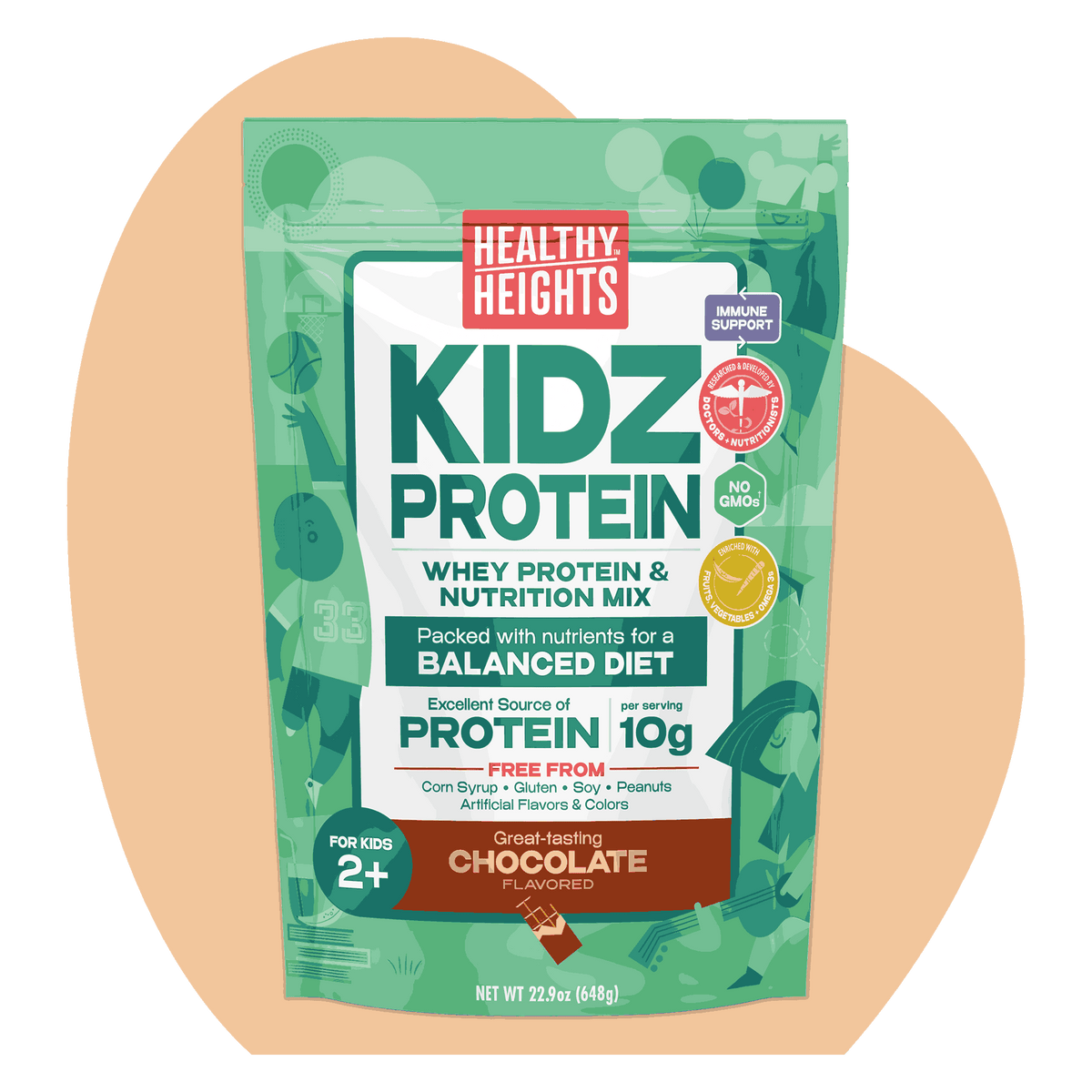 Healthy Heights KidzProtein Shake Mix Powder Canister with Vitamins