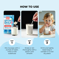 Healthy Heights Grow Daily Kids Protein Drink Mix Canister - High Protein Shake for Kids 3+ - Healthy Heights pediatrician-developed kids protein growth shake with step-by-step mixing and drinking instructions for. - Healthy Heights