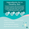 Healthy Heights Happy Tummies Prebiotic Fiber and Probiotic Supplement - Blue and teal infobox detailing Healthy Heights prebiotic fiber and probiotics blend, highlighting pediatrician-developed. - Healthy Heights