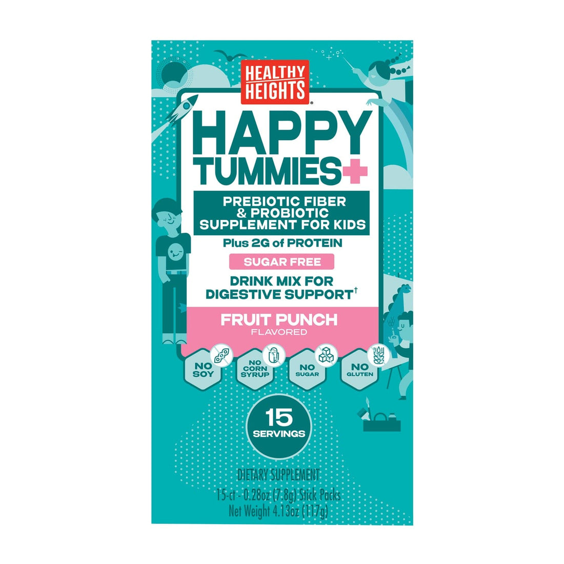 Healthy Heights Happy Tummies Prebiotic Fiber and Probiotic Supplement - Healthy Heights pediatrician-developed growth shake with prebiotic fiber and protein for active kids’ digestive support and. - Healthy Heights