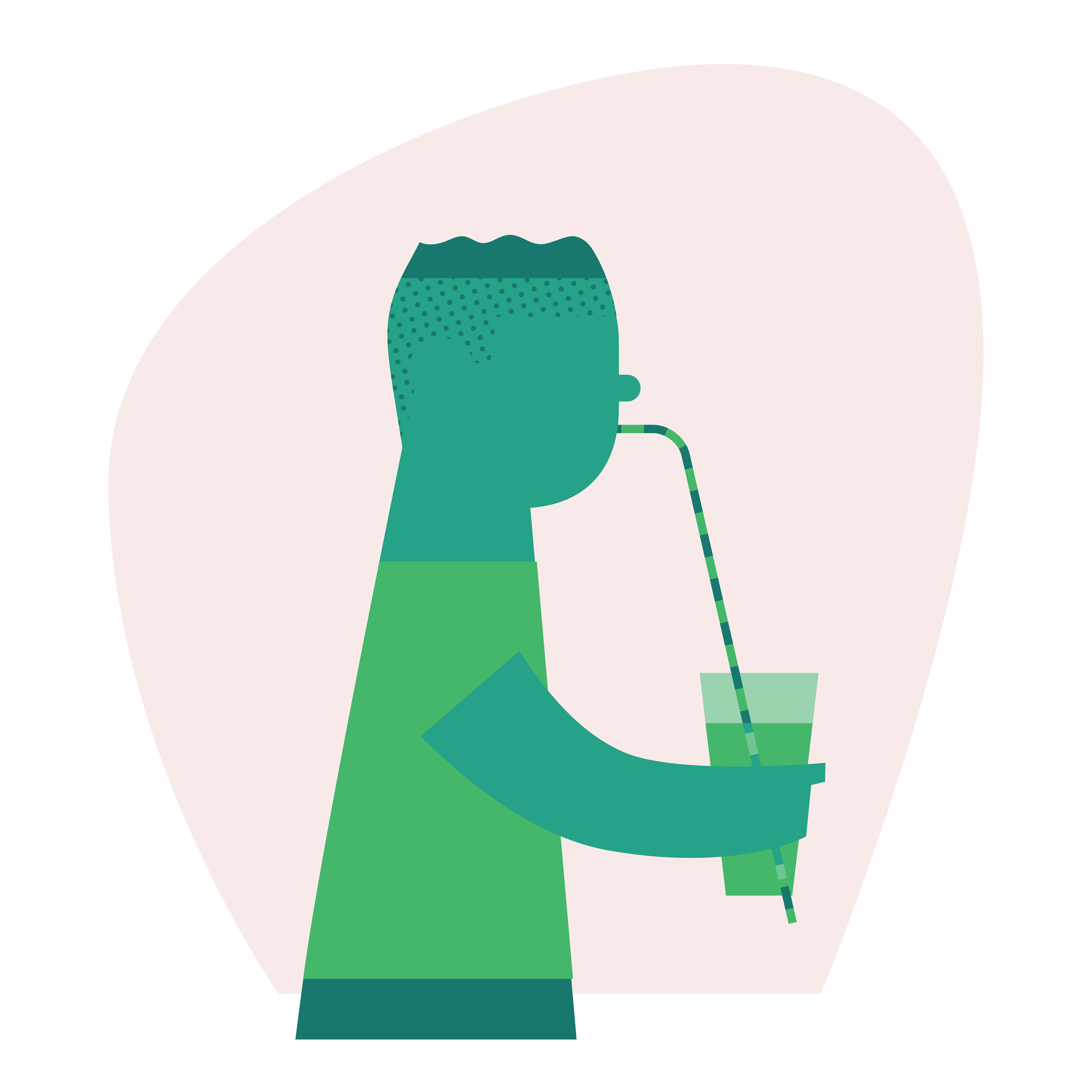 Green boy drinking with a straw