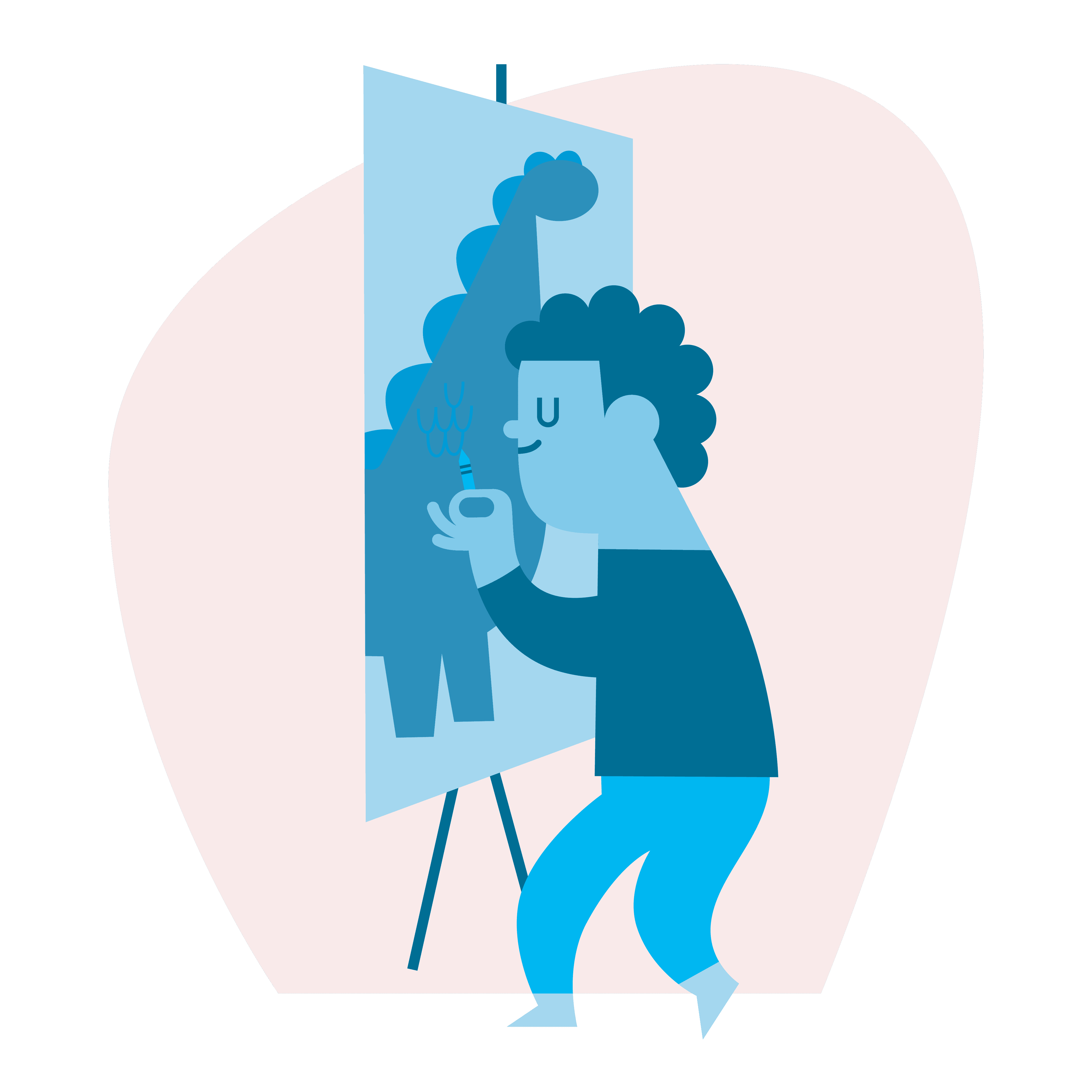 Blue boy drawing on a canvas